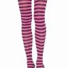 Leg Avenue Black And Neon Pink Striped Pantyhose Hosiery