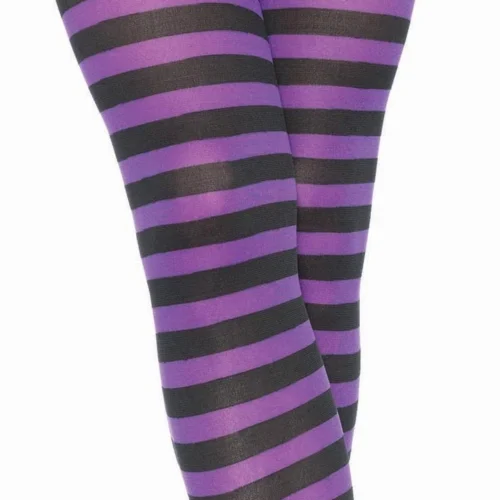Leg Avenue Hosiery Black And Purple Striped Pantyhose