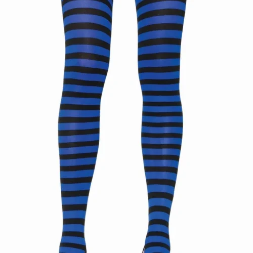 Leg Avenue Black And Blue Striped Pantyhose