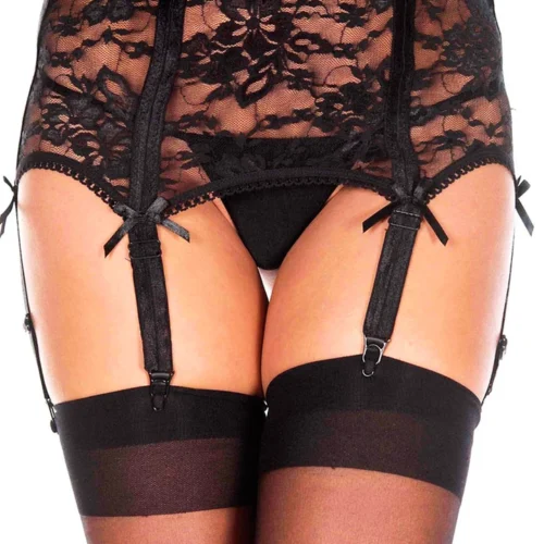 Music Legs High Waist Floral Lace Garterbelt Lingerie