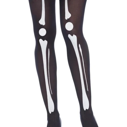 Leg Avenue Hosiery Black Skeleton Print Pantyhose