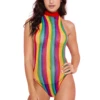 Music Legs Lingerie Rainbow Blvd Striped Fishnet Teddy