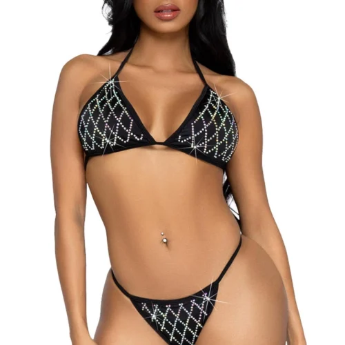 Leg Avenue Domino Rhinestone Bikini Set