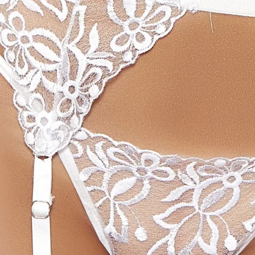 Popsi Lingerie White Blooming Lace Bralette And Garter Set 6 Popsi Lingerie White Blooming Lace Bralette And Garter Set