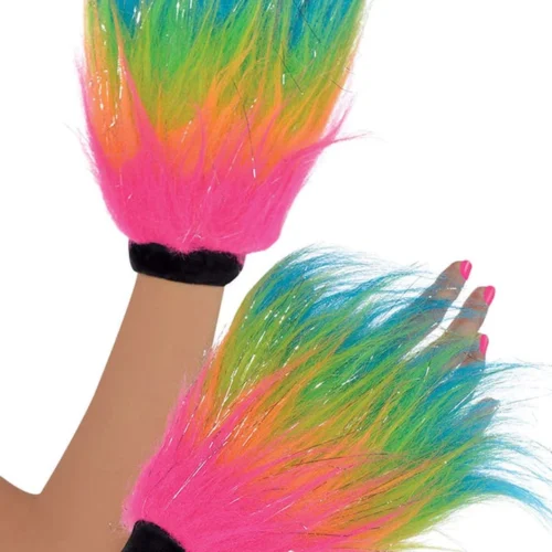 AMSCAN Electric Party Furry Gloves Music Festival Wear