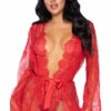Leg Avenue Teddy Lingerie Lace Teddy And Robe Set