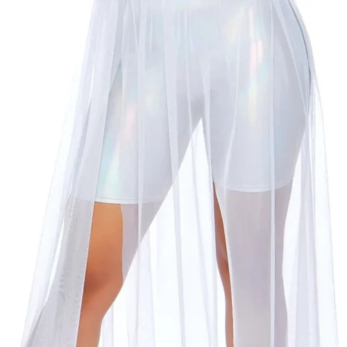 Leg Avenue White Slit Mesh Skirt 7 Leg Avenue White Slit Mesh Skirt
