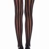 Leg Avenue Black Vertical Striped Thigh Highs Hosiery