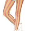 Leg Avenue Hosiery Rainbow Striped Fishnet Pantyhose Tights