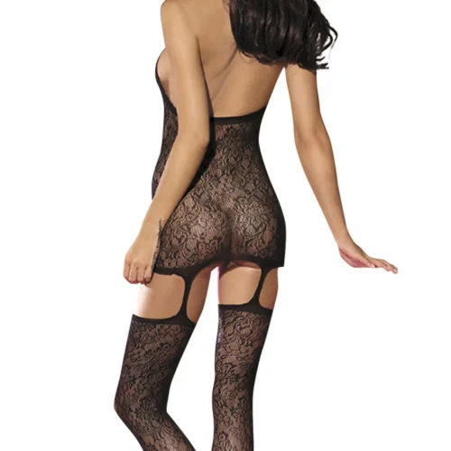 BL Brands Floral Lace Garter Dress Body Stocking
