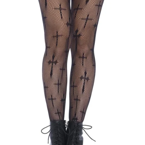 Leg Avenue Gothic Cross Print Net Tights