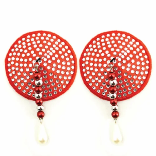 Entrenue Bijoux De Nip Round Red Crystal Pasties W- Facet Beads