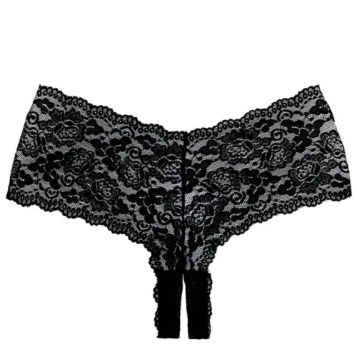 Allure Lingerie Apple Cheeks Black Crotchless Boyshort Panty