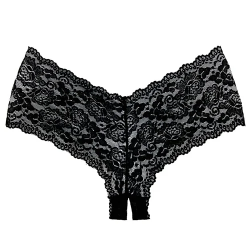 Allure Lingerie Apple Cheeks Black Crotchless Boyshort Panty