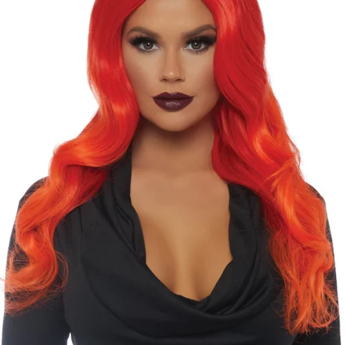 3WISHES Accessories Orange Ombre Long Wavy Wig