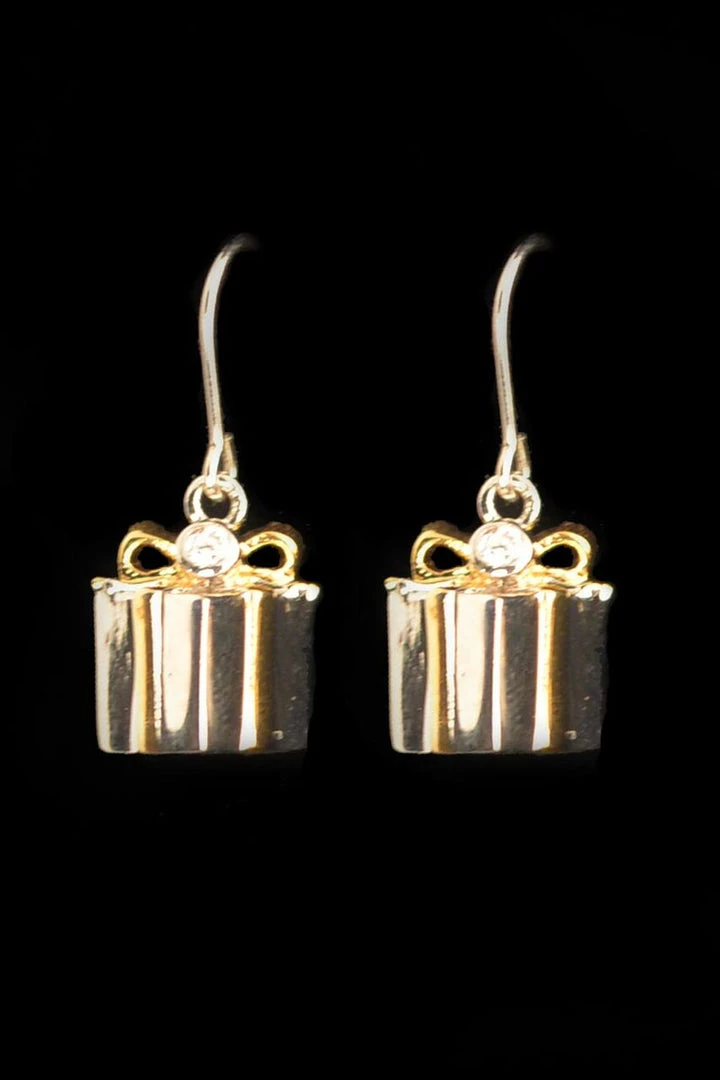 3WISHES Metal Gift Box Earrings 2 3WISHES Metal Gift Box Earrings