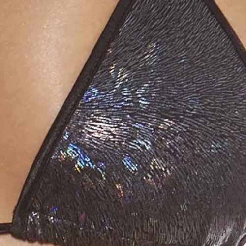 BodyShotz Music Festival Wear Metallic Black Triangle String Bikini Top