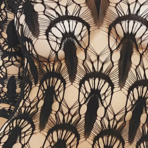 Popsi Feathered Black Bodystocking Dress