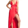 Be Wicked Red Flutter High Slit Maxi Dress