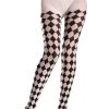 Be Wicked Hosiery Black And White Diamond Pattern Pantyhose