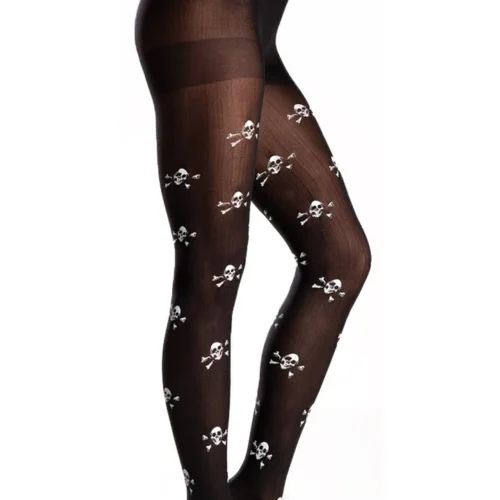 Be Wicked Hosiery Skull And Crossbones Opaque Pantyhose