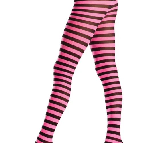 Be Wicked Black And Neon Pink Striped Tights