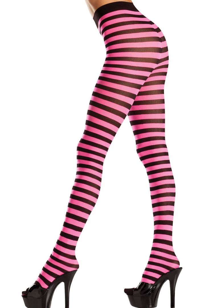Be Wicked Black And Neon Pink Striped Tights 1 Be Wicked Black And Neon Pink Striped Tights