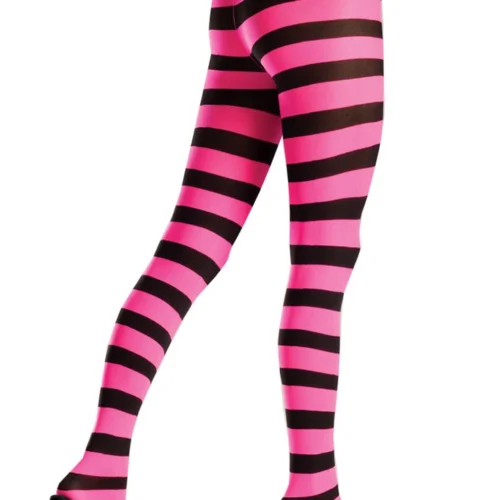 Be Wicked Black And Pink Wide Striped Pantyhose Hosiery