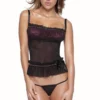 Coquette Lingerie Black And Pink Mesh Cami Set