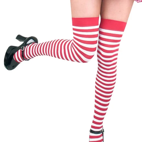 Charades Red And White Striped Stockings Hosiery
