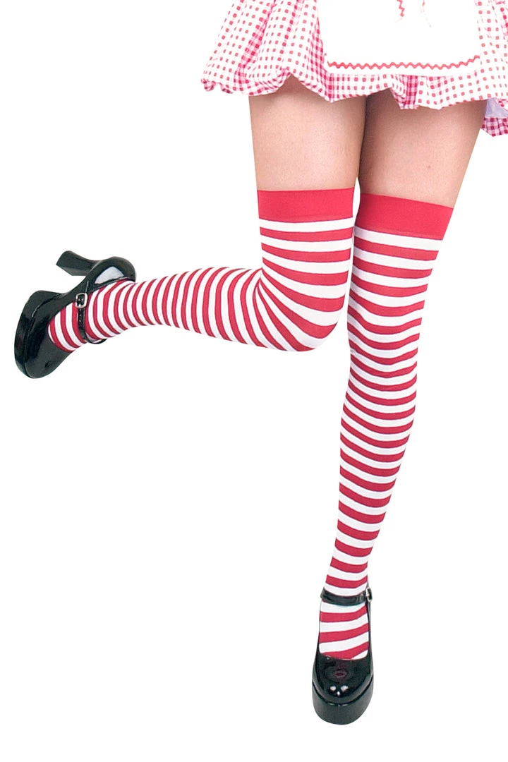 Charades Red And White Striped Stockings Hosiery 2 Charades Red And White Striped Stockings Hosiery