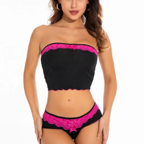 Coquette Lingerie Mesh Tube Top And Shorts
