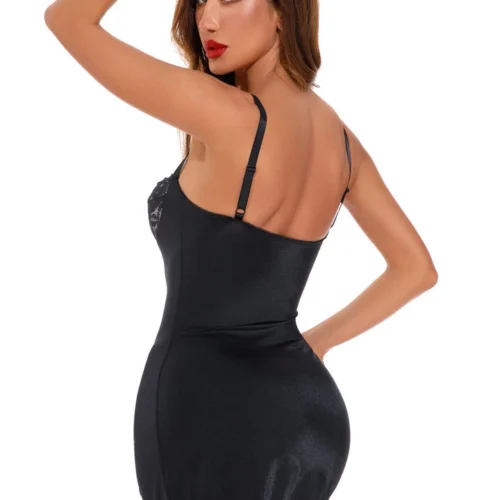 Coquette Black And Contrast Lace Cup Chemise Lingerie