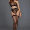 Dreamgirl Lingerie Fishnet And Lace Bandeau Bralette Set