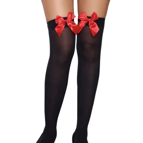 Dreamgirl Bow Top Opaque Stockings