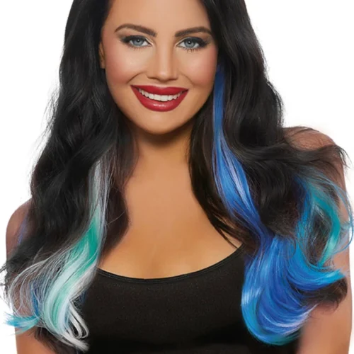 Dreamgirl Wigs Long Wavy Rainbow Hair Extensions