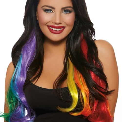 Dreamgirl Wigs Long Wavy Rainbow Hair Extensions 7 Dreamgirl Wigs Long Wavy Rainbow Hair Extensions