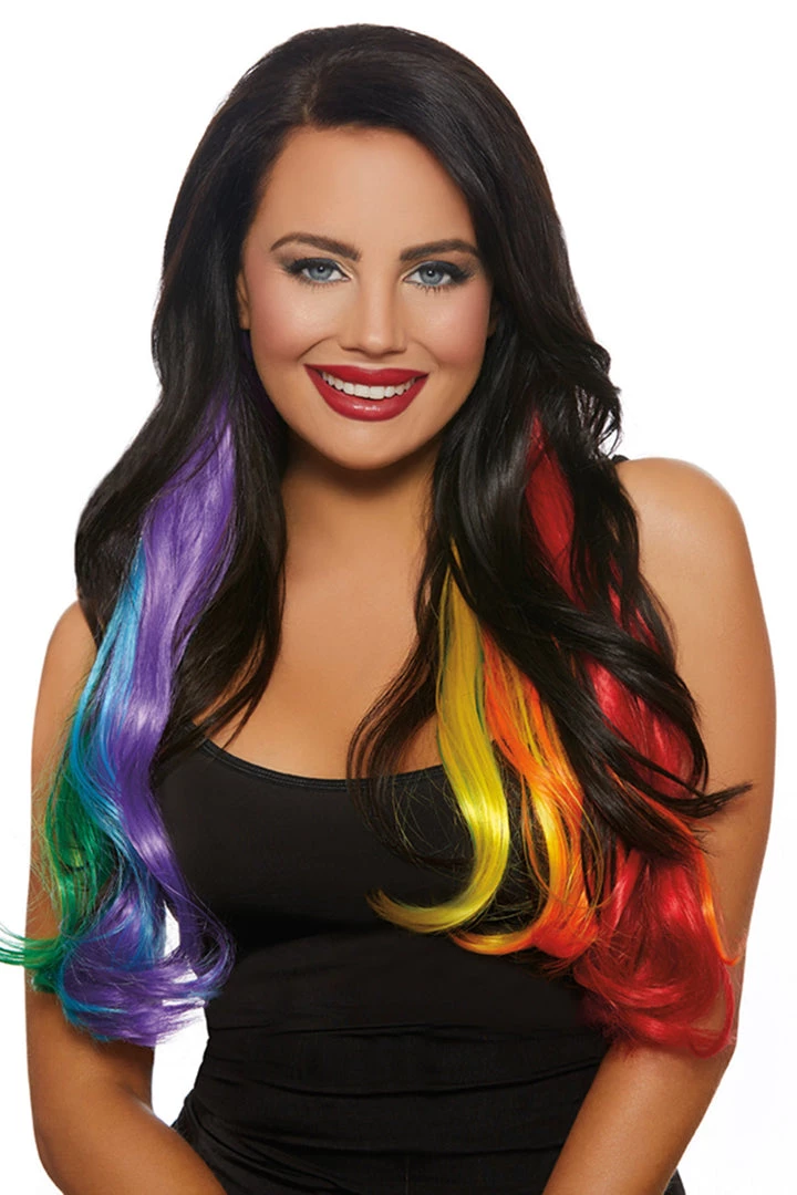 Dreamgirl Wigs Long Wavy Rainbow Hair Extensions 4 Dreamgirl Wigs Long Wavy Rainbow Hair Extensions