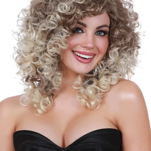 Dreamgirl Long Curly Dark Roots Wig