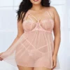 Dreamgirl Plus Size Pink Chiffon Chemise