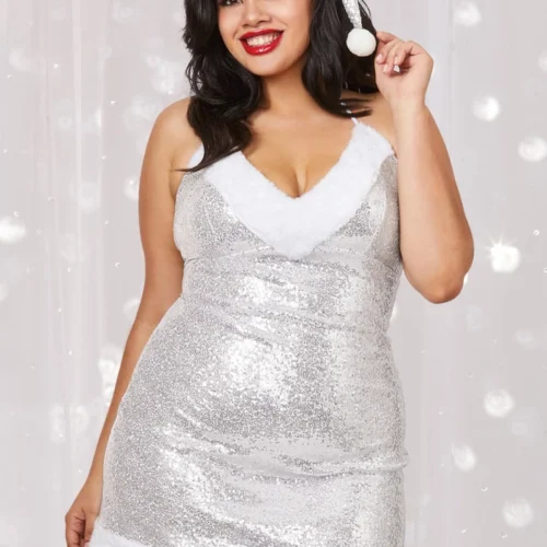 Dreamgirl Plus Size Silver Sequin Christmas Elf Chemise 5 Dreamgirl Plus Size Silver Sequin Christmas Elf Chemise