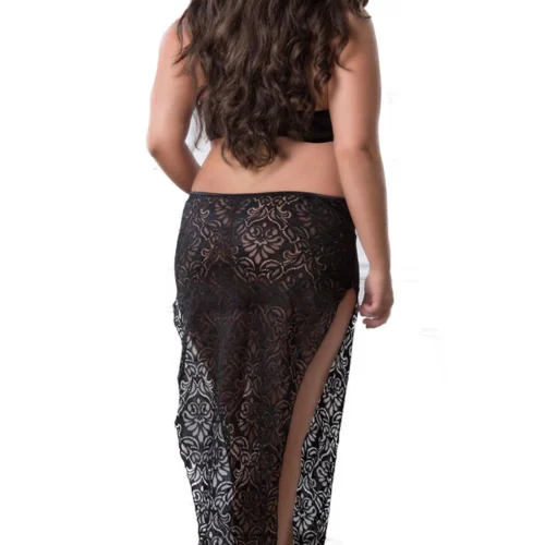 G World Intimates Plus Size Sensual Black Lace Night Dress