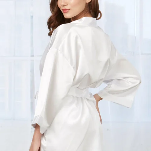 Dreamgirl Simple Satin Robe And Chemise Lingerie