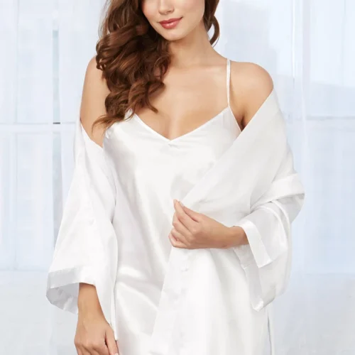 Dreamgirl Simple Satin Robe And Chemise Lingerie