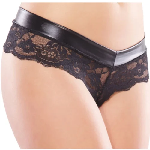 Coquette Wet Look Lace Panty With Chain Crotch Lingerie