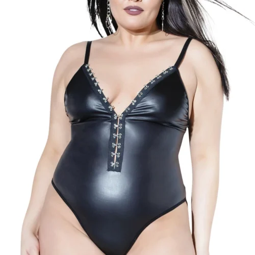 Coquette Lingerie Wet Look Dominatrix Bodysuit With Chains