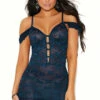 Elegant Moments Off The Shoulder Midnight Lace Chemise Lingerie