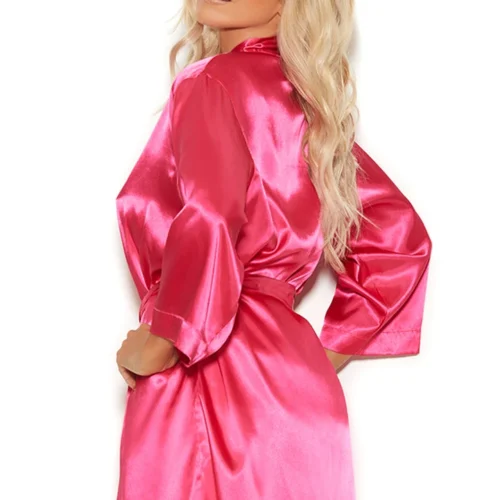 Elegant Moments Plus Size Sexy Satin Robe