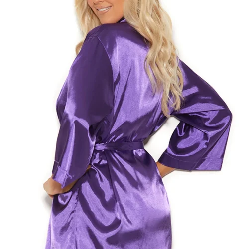 Elegant Moments Plus Size Sexy Satin Robe