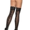 Elegant Moments Sheer Lace Stockings With Floral Back Seam